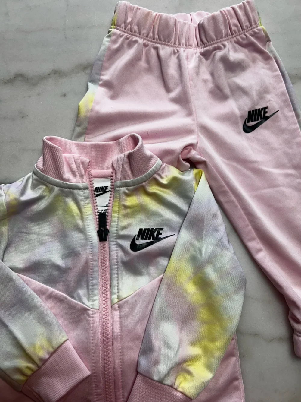 Nike Pastel Pink and Yellow Tie-Dye Zip-Up Jacket